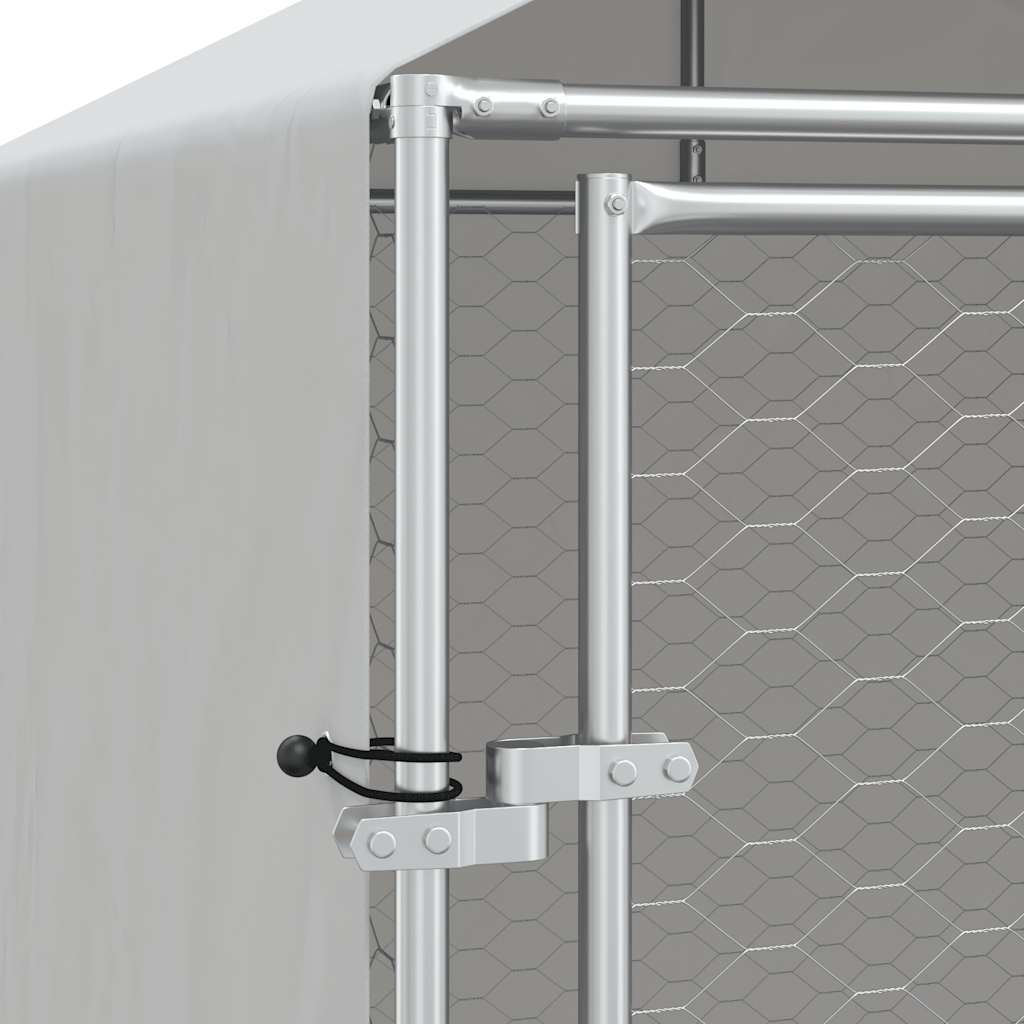 Outdoor Dog Kennel with Roof Silver 2x10x2.5 m Galvanised Steel
