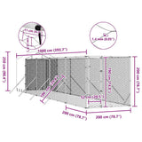 Outdoor Dog Kennel with Roof Silver 2x10x2.5 m Galvanised Steel - Extra Image