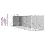Outdoor Dog Kennel with Roof Silver 2x10x2.5 m Galvanised Steel - Extra Image