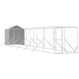 Outdoor Dog Kennel with Roof Silver 2x14x2.5 m Galvanised Steel - Front View