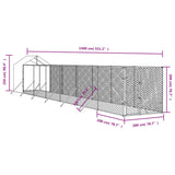 Outdoor Dog Kennel with Roof Silver 2x14x2.5 m Galvanised Steel - Front View
