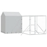 Outdoor Dog Kennel with Roof Silver 4x4x2.5 m Galvanised Steel - Front View