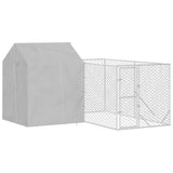 Outdoor Dog Kennel with Roof Silver 4x4x2.5 m Galvanised Steel - Front View