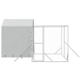 Outdoor Dog Kennel with Roof Silver 4x4x2.5 m Galvanised Steel