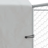 Outdoor Dog Kennel with Roof Silver 4x4x2.5 m Galvanised Steel