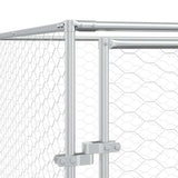 Outdoor Dog Kennel with Roof Silver 4x4x2.5 m Galvanised Steel