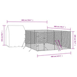 Outdoor Dog Kennel with Roof Silver 6x6x2.5 m Galvanised Steel - Top-Down View