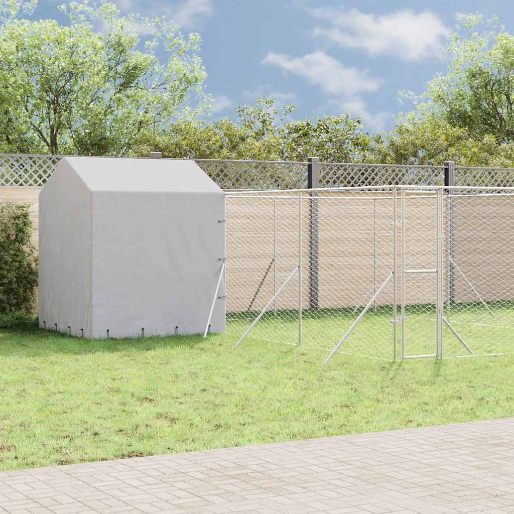 Outdoor Dog Kennel with Roof Silver 6x6x2.5 m Galvanised Steel