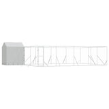Outdoor Dog Kennel with Roof Silver 10x6x2.5 m Galvanised Steel - Front View