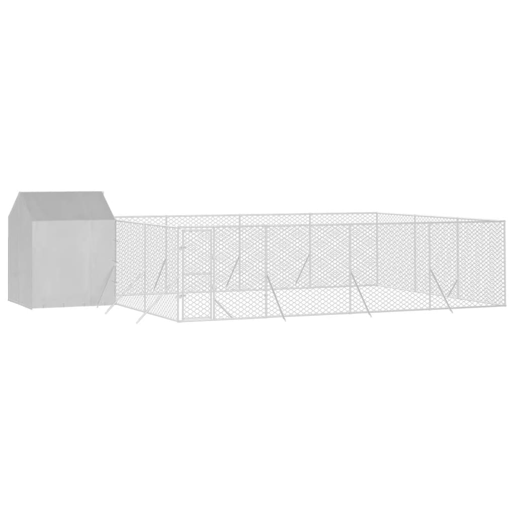 Outdoor Dog Kennel with Roof Silver 10x6x2.5 m Galvanised Steel