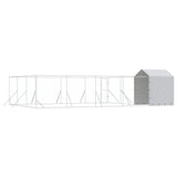 Outdoor Dog Kennel with Roof Silver 10x6x2.5 m Galvanised Steel - Rear View