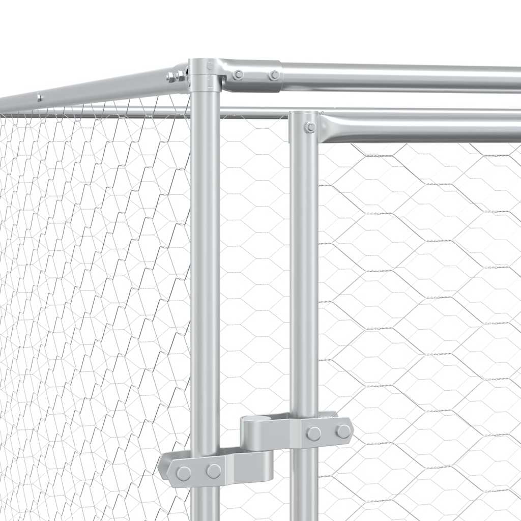 Outdoor Dog Kennel with Roof Silver 10x10x2.5 m Galvanised Steel