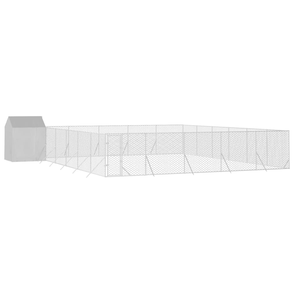 Outdoor Dog Kennel with Roof Silver 12x12x2.5 m Galvanised Steel