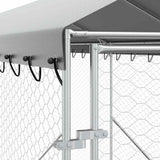 Outdoor Dog Kennel with Roof Silver 2x10x2.5 m Galvanised Steel