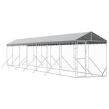 Outdoor Dog Kennel with Roof Silver 2x14x2.5 m Galvanised Steel