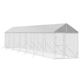 Outdoor Dog Kennel with Roof Silver 2x14x2.5 m Galvanised Steel - Side View