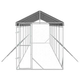 Outdoor Dog Kennel with Roof Silver 2x14x2.5 m Galvanised Steel
