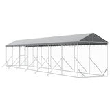Outdoor Dog Kennel with Roof Silver 2x14x2.5 m Galvanised Steel - Rear View