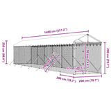 Outdoor Dog Kennel with Roof Silver 2x14x2.5 m Galvanised Steel