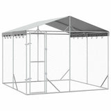 Outdoor Dog Kennel with Roof Silver 3x3x2.5 m Galvanised Steel