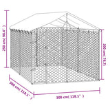 Outdoor Dog Kennel with Roof Silver 3x3x2.5 m Galvanised Steel - Side View