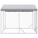 Outdoor Dog Kennel with Roof Silver 3x3x2.5 m Galvanised Steel