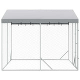Outdoor Dog Kennel with Roof Silver 3x3x2.5 m Galvanised Steel - 45-Degree Angle