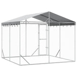 Outdoor Dog Kennel with Roof Silver 3x3x2.5 m Galvanised Steel