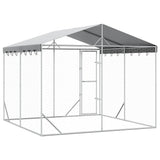 Outdoor Dog Kennel with Roof Silver 3x3x2.5 m Galvanised Steel - Rear View