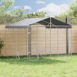 Outdoor Dog Kennel with Roof Silver 3x3x2.5 m Galvanised Steel