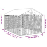 Outdoor Dog Kennel with Roof Silver 3x4.5x2.5 m Galvanised Steel - Top-Down View
