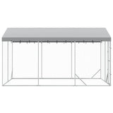Outdoor Dog Kennel with Roof Silver 3x4.5x2.5 m Galvanised Steel - 45-Degree Angle