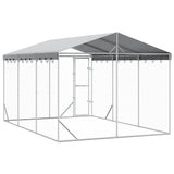 Outdoor Dog Kennel with Roof Silver 3x4.5x2.5 m Galvanised Steel