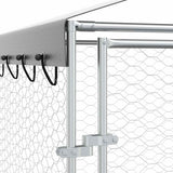 Outdoor Dog Kennel with Roof Silver 3x4.5x2.5 m Galvanised Steel - Close-Up Angle