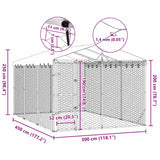 Outdoor Dog Kennel with Roof Silver 3x4.5x2.5 m Galvanised Steel - Low Angle