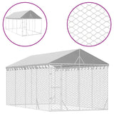 Outdoor Dog Kennel with Roof Silver 3x6x2.5 m Galvanised Steel - Front View