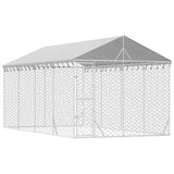 Outdoor Dog Kennel with Roof Silver 3x6x2.5 m Galvanised Steel - Side View