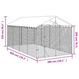 Outdoor Dog Kennel with Roof Silver 3x6x2.5 m Galvanised Steel - Top-Down View