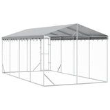 Outdoor Dog Kennel with Roof Silver 3x6x2.5 m Galvanised Steel - Rear View