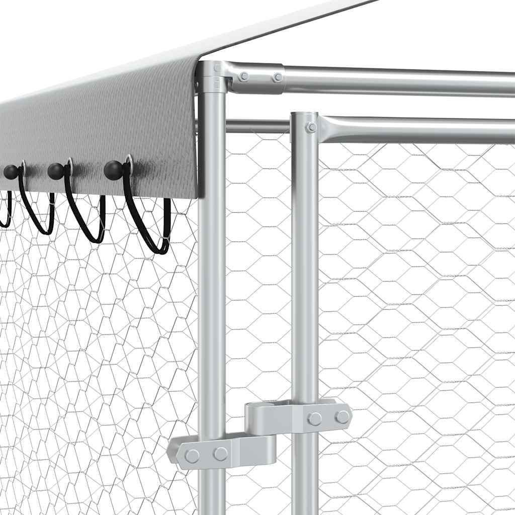 Outdoor Dog Kennel with Roof Silver 3x6x2.5 m Galvanised Steel