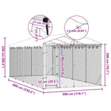 Outdoor Dog Kennel with Roof Silver 3x6x2.5 m Galvanised Steel