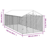 Outdoor Dog Kennel with Roof Silver 3x7.5x2.5 m Galvanised Steel - Top-Down View
