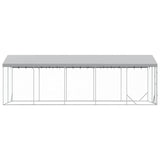 Outdoor Dog Kennel with Roof Silver 3x7.5x2.5 m Galvanised Steel - 45-Degree Angle