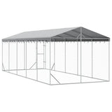 Outdoor Dog Kennel with Roof Silver 3x7.5x2.5 m Galvanised Steel