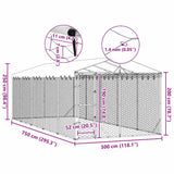 Outdoor Dog Kennel with Roof Silver 3x7.5x2.5 m Galvanised Steel