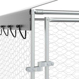 Outdoor Dog Kennel with Roof Silver 3x9x2.5 m Galvanised Steel - Close-Up Angle