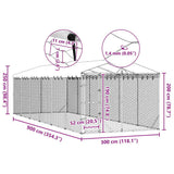 Outdoor Dog Kennel with Roof Silver 3x9x2.5 m Galvanised Steel