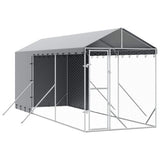 Outdoor Dog Kennel with Roof Silver 2x6x2.5 m Galvanised Steel