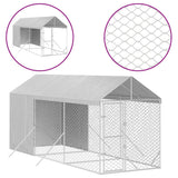 Outdoor Dog Kennel with Roof Silver 2x6x2.5 m Galvanised Steel - Front View