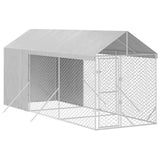 Outdoor Dog Kennel with Roof Silver 2x6x2.5 m Galvanised Steel - Side View